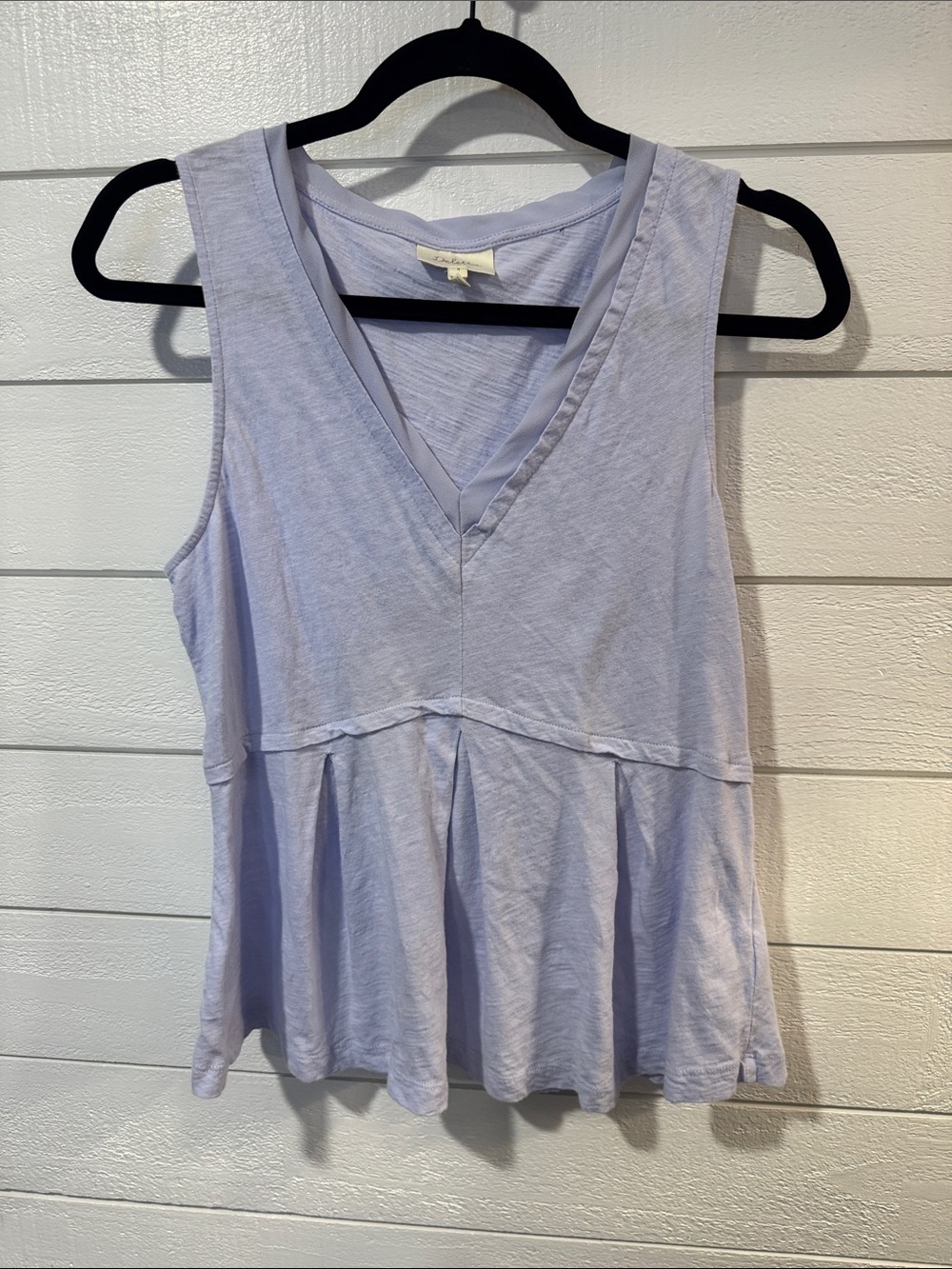 DELETTA- Anthro Sleeveless V-Neck Peplum Top - Light Lavender MEDIUM